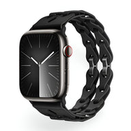 Bracelet Apple Watch noir en silicone à double boucle style chaîne pour 38-42 mm.