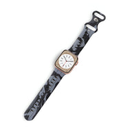 Bracelet en silicone motif camouflage gris foncé pour Apple Watch de 38 à 42 mm.