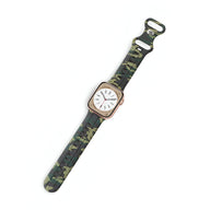 Bracelet Apple Watch en silicone vert camouflage, style mixte, modèle Alar, taille 38-42 mm.