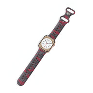 Bracelet Apple Watch en silicone motif camouflage rouge et noir, modèle Alar, mixte, taille 38-42 mm.
