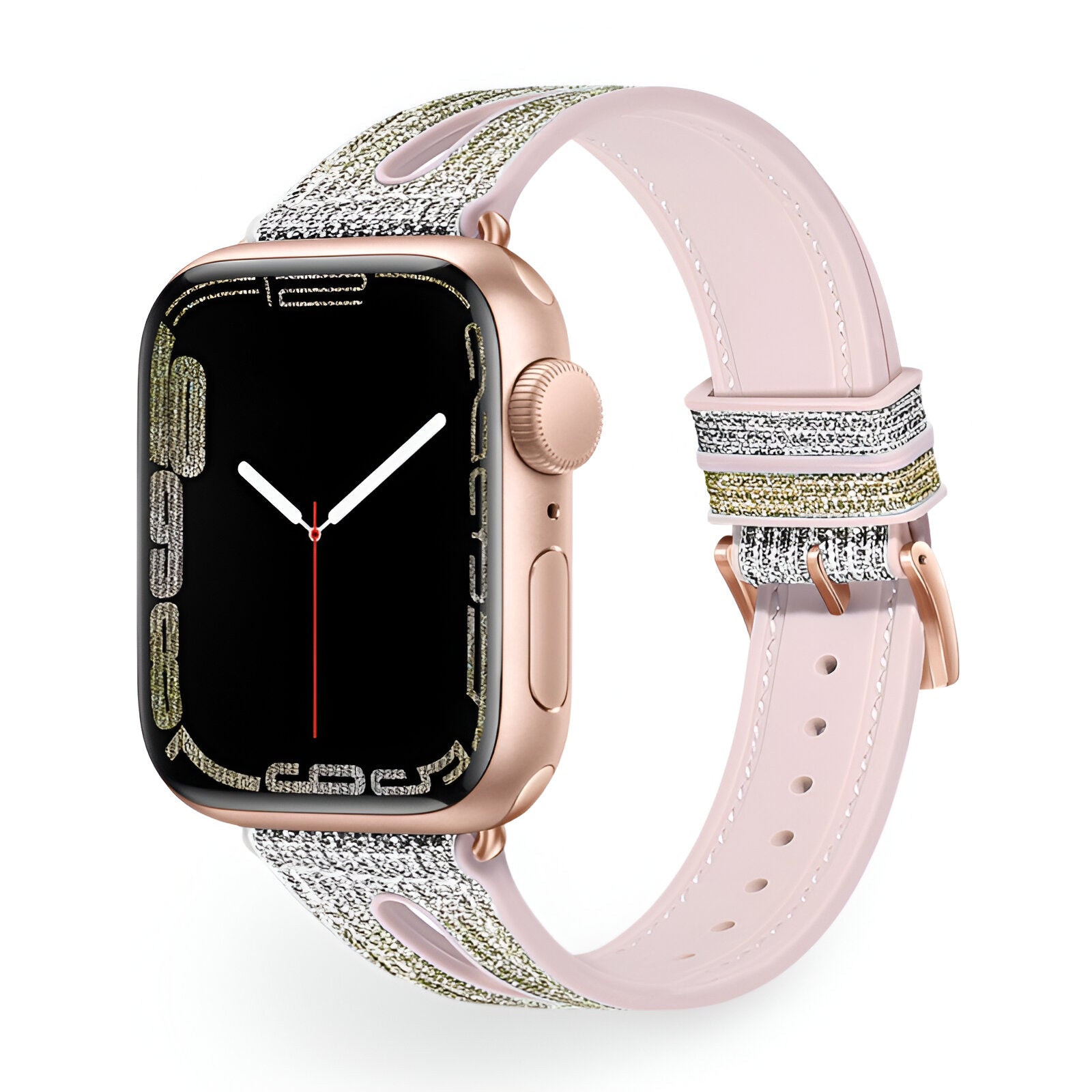 Bracelet de montre connectée, Apple Watch, en silicone pailleté, pour femme, modèle Rhea - La Boutique du Bracelet