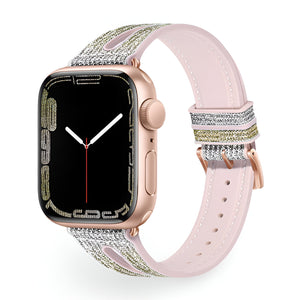 Bracelet de montre connectée, Apple Watch, en silicone pailleté, pour femme, modèle Rhea - La Boutique du Bracelet