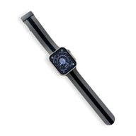 Bracelet Apple Watch silicone noir et gris, design épuré, pour femme, modèle Faelan.