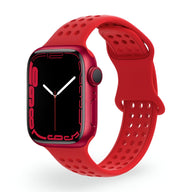 Bracelet en silicone rouge perforé pour Apple Watch, modèle Yara, taille 38-42 mm.