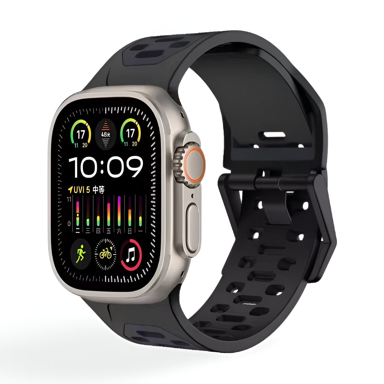 Bracelet de montre connectée, Apple Watch, en silicone solide, pour homme, modèle Toron - La Boutique du Bracelet