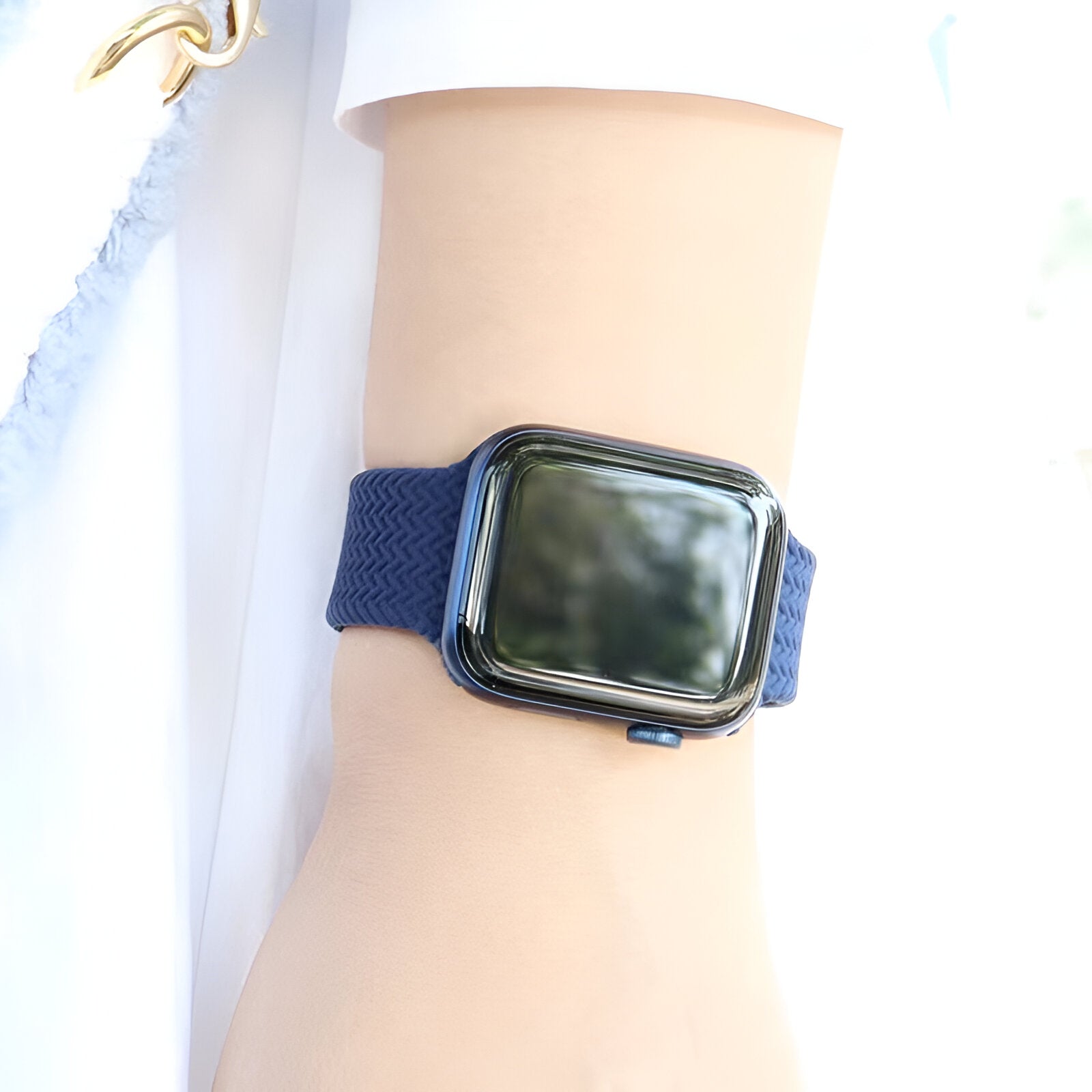 Bracelet de montre connectée, Apple Watch, en silicone tressé, pour femme, modèle Uma - La Boutique du Bracelet