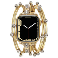 Bracelet multi-rangs doré à perles pour Apple Watch femme modèle Sérine, style bijou élégant.