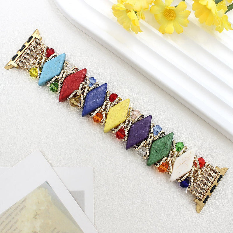 Bracelet de montre connectée, Apple Watch, pierres naturelles épaisses et solides, pour femme, modèle Lancarna - La Boutique du Bracelet
