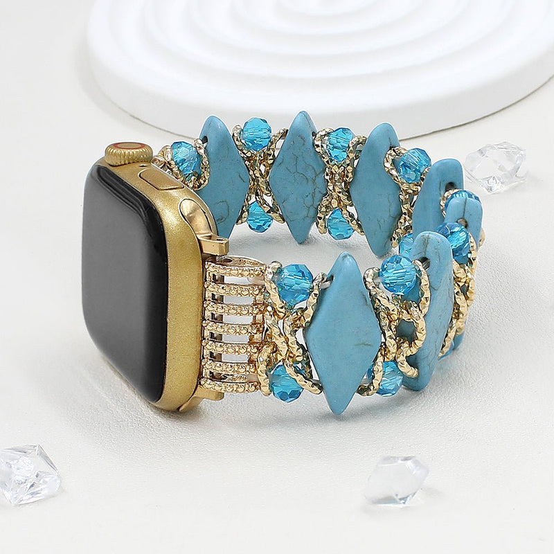 Bracelet de montre connectée, Apple Watch, pierres naturelles épaisses et solides, pour femme, modèle Lancarna - La Boutique du Bracelet