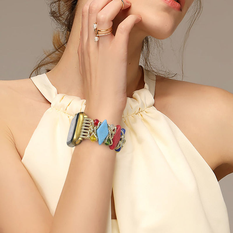 Bracelet de montre connectée, Apple Watch, pierres naturelles épaisses et solides, pour femme, modèle Lancarna - La Boutique du Bracelet