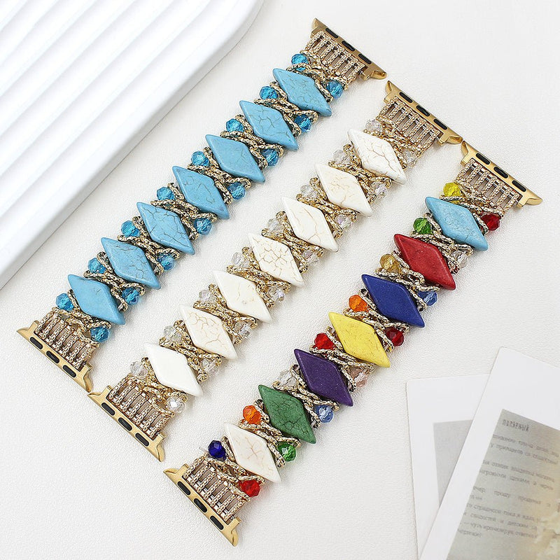 Bracelet de montre connectée, Apple Watch, pierres naturelles épaisses et solides, pour femme, modèle Lancarna - La Boutique du Bracelet