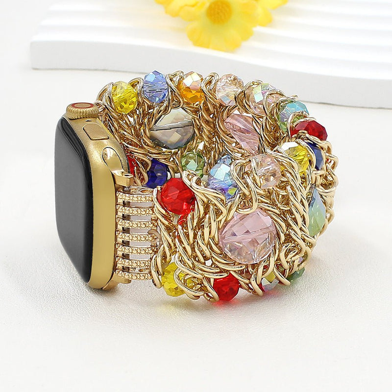 Bracelet de montre connectée, Apple Watch, pierres naturelles scintillantes alliées, pour femme, modèle Athéna - La Boutique du Bracelet