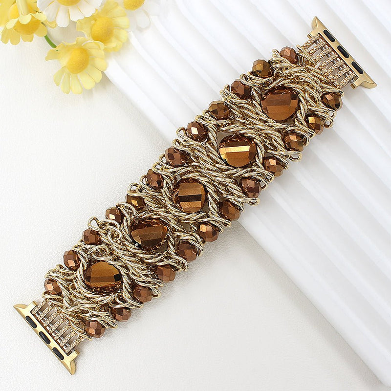 Bracelet de montre connectée, Apple Watch, pierres naturelles scintillantes alliées, pour femme, modèle Athéna - La Boutique du Bracelet