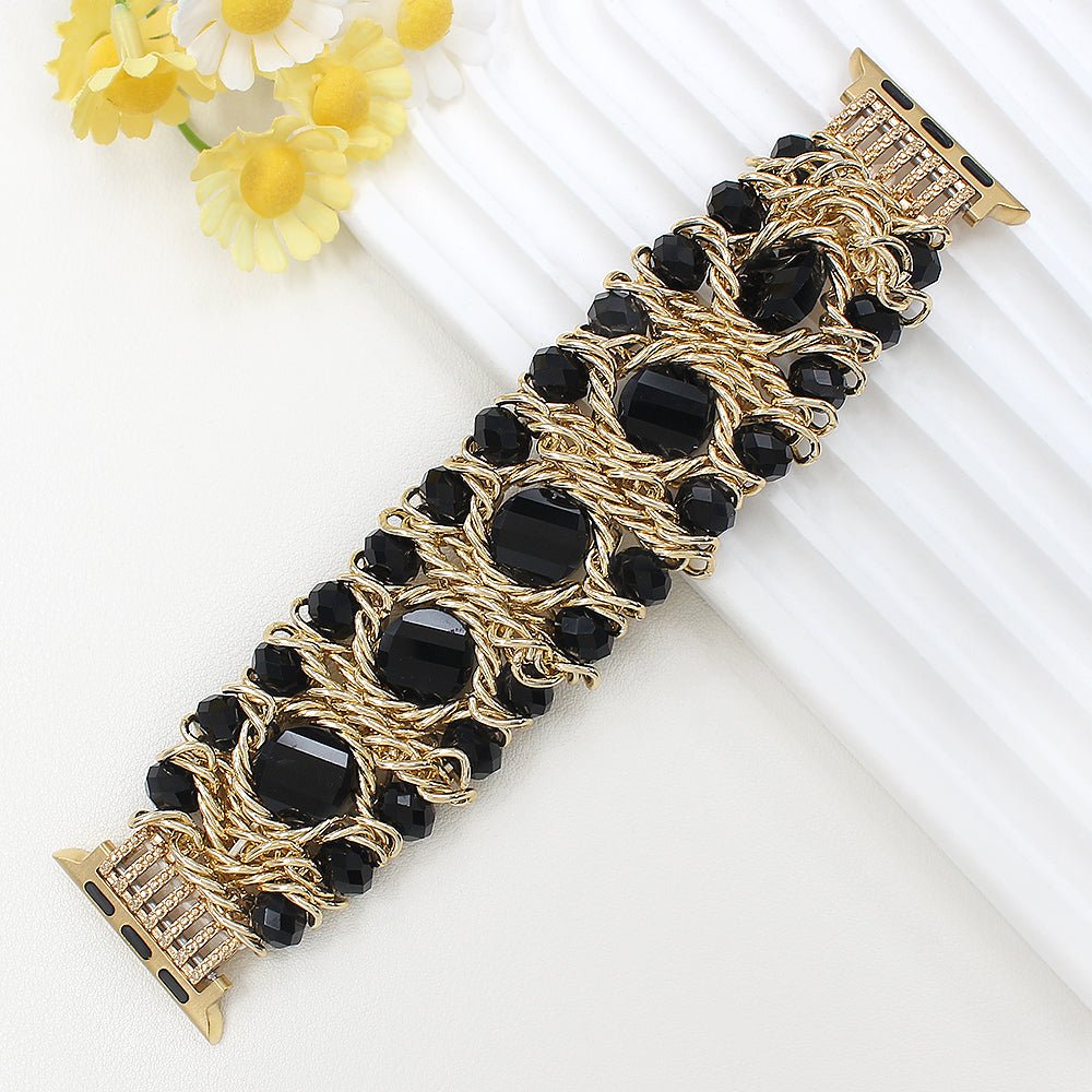 Bracelet de montre connectée, Apple Watch, pierres naturelles scintillantes alliées, pour femme, modèle Athéna - La Boutique du Bracelet