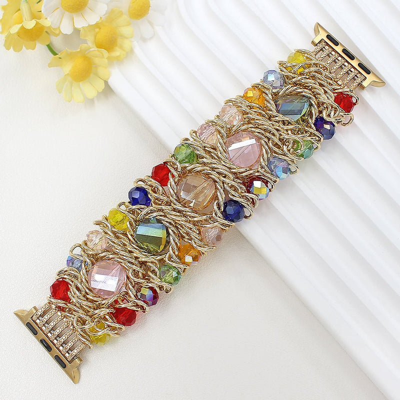 Bracelet de montre connectée, Apple Watch, pierres naturelles scintillantes alliées, pour femme, modèle Athéna - La Boutique du Bracelet