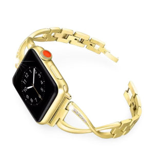 Bracelet de montre connectée, Apple Watch, serti d'oxyde de zirconium, pour femme, modèle Initia - La Boutique du Bracelet