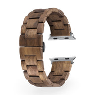 Bracelet en bois de noyer foncé avec maillons larges pour Apple Watch, pour homme.