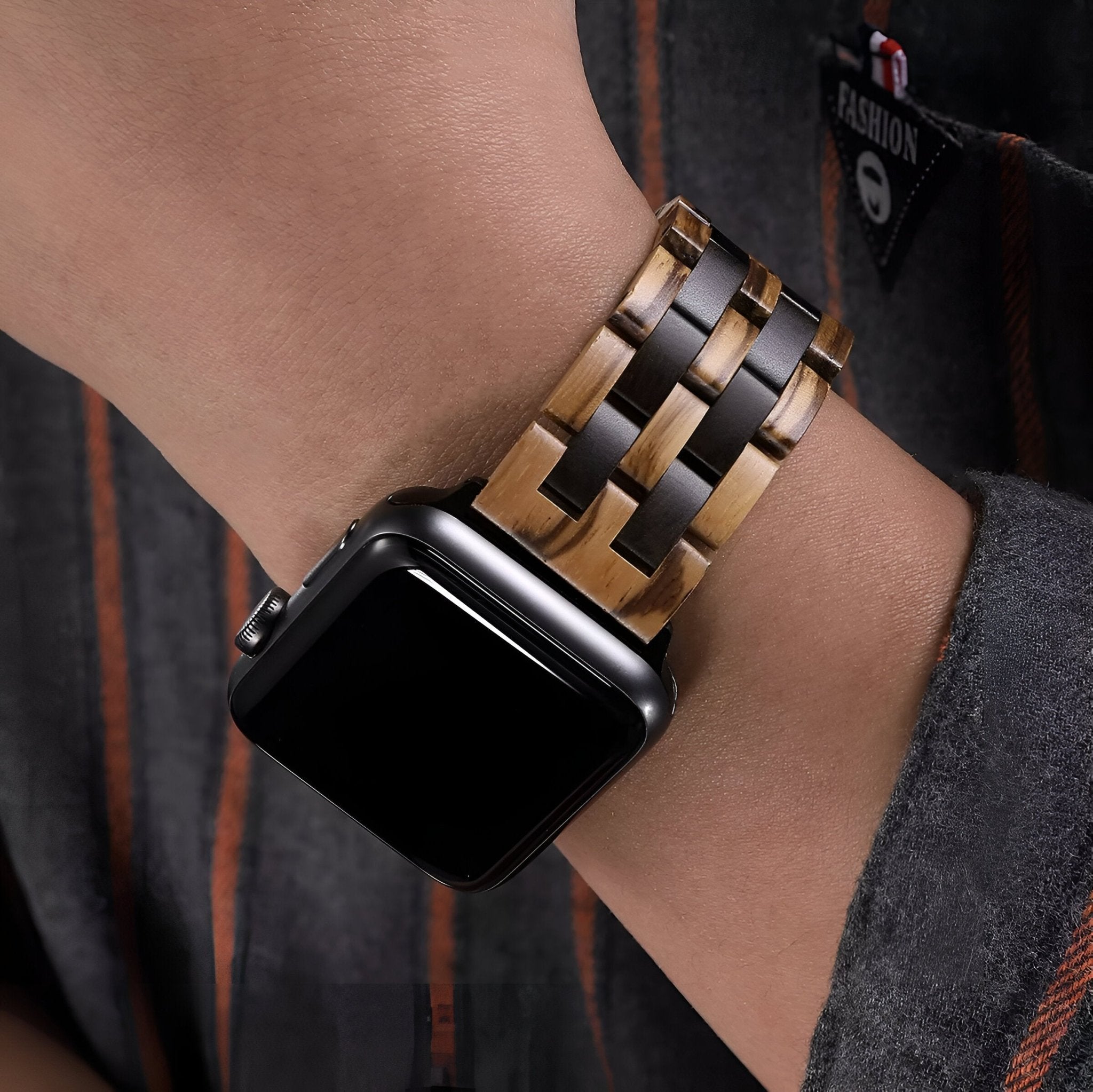 Bracelet de montre connectée en bois, Apple Watch, élégance naturelle, pour homme, modèle Pascal - La Boutique du Bracelet