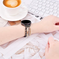 Bracelet de montre connectée noir orné de cristaux scintillants pour Samsung Galaxy Watch modèle Lévana.