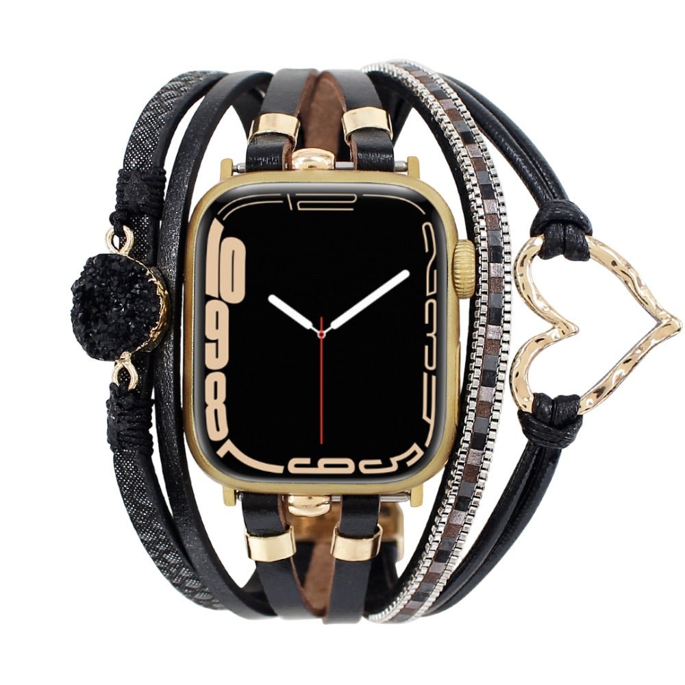 Bracelet de montre connectée multi - rangs, Apple Watch, orné d'un cœur et d'une pierre, pour femme, modèle Lazara - La Boutique du Bracelet