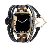 Bracelet de montre connectée multi - rangs, Apple Watch, orné d'un cœur et d'une pierre, pour femme, modèle Lazara - La Boutique du Bracelet
