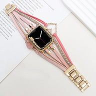 Bracelet de montre connectée multi - rangs, Apple Watch, orné d'un cœur et d'une pierre, pour femme, modèle Lazara - La Boutique du Bracelet