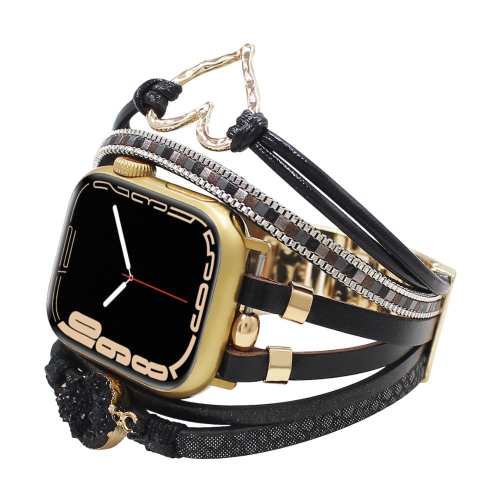 Bracelet de montre connectée multi - rangs, Apple Watch, orné d'un cœur et d'une pierre, pour femme, modèle Lazara - La Boutique du Bracelet