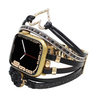Bracelet de montre connectée multi - rangs, Apple Watch, orné d'un cœur et d'une pierre, pour femme, modèle Lazara - La Boutique du Bracelet