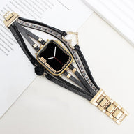 Bracelet de montre connectée multi - rangs, Apple Watch, orné d'un cœur et d'une pierre, pour femme, modèle Lazara - La Boutique du Bracelet