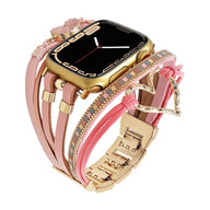 Bracelet de montre connectée multi - rangs, Apple Watch, orné d'un cœur et d'une pierre, pour femme, modèle Lazara - La Boutique du Bracelet