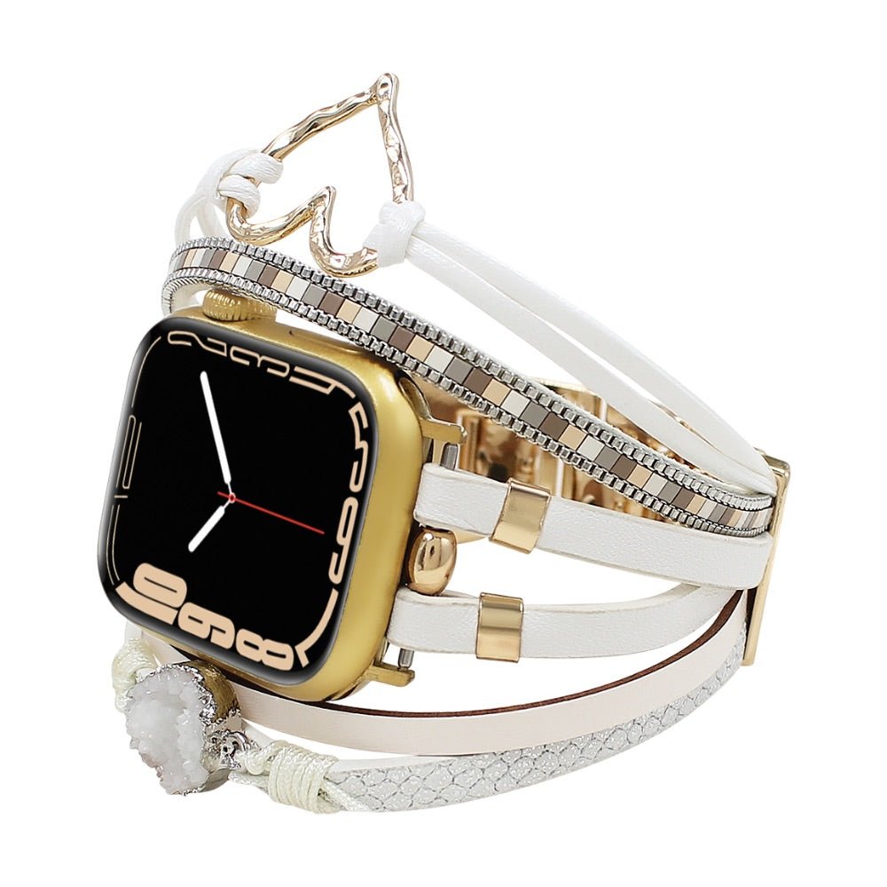 Bracelet de montre connectée multi - rangs, Apple Watch, orné d'un cœur et d'une pierre, pour femme, modèle Lazara - La Boutique du Bracelet