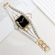 Bracelet de montre connectée multi - rangs, Apple Watch, orné d'un cœur et d'une pierre, pour femme, modèle Lazara - La Boutique du Bracelet