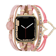 Bracelet de montre connectée multi - rangs, Apple Watch, orné d'un cœur et d'une pierre, pour femme, modèle Lazara - La Boutique du Bracelet