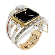 Bracelet de montre connectée multi - rangs, Apple Watch, orné d'un cœur et d'une pierre, pour femme, modèle Lazara - La Boutique du Bracelet