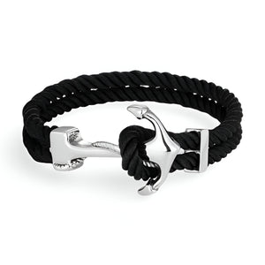 Bracelet double cordon, motif ancre, modèle Jareth - La Boutique du Bracelet