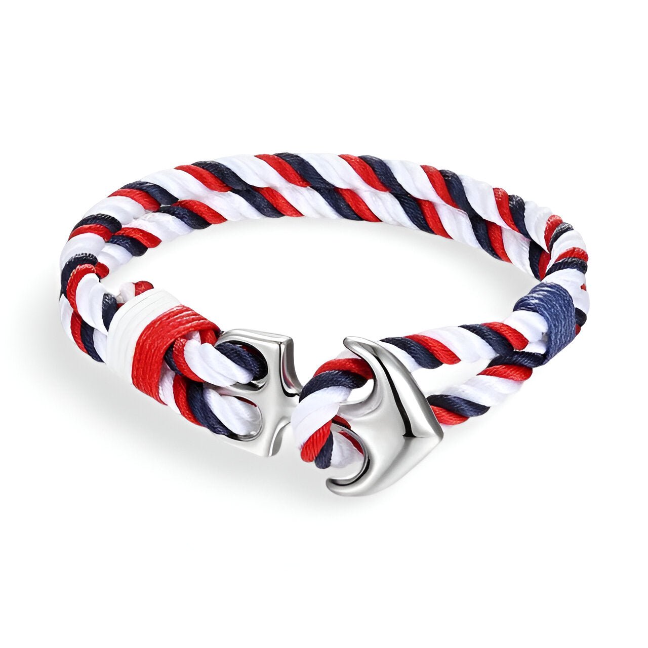 Bracelet double cordons, ancre marine, pour homme, modèle Tim - La Boutique du Bracelet