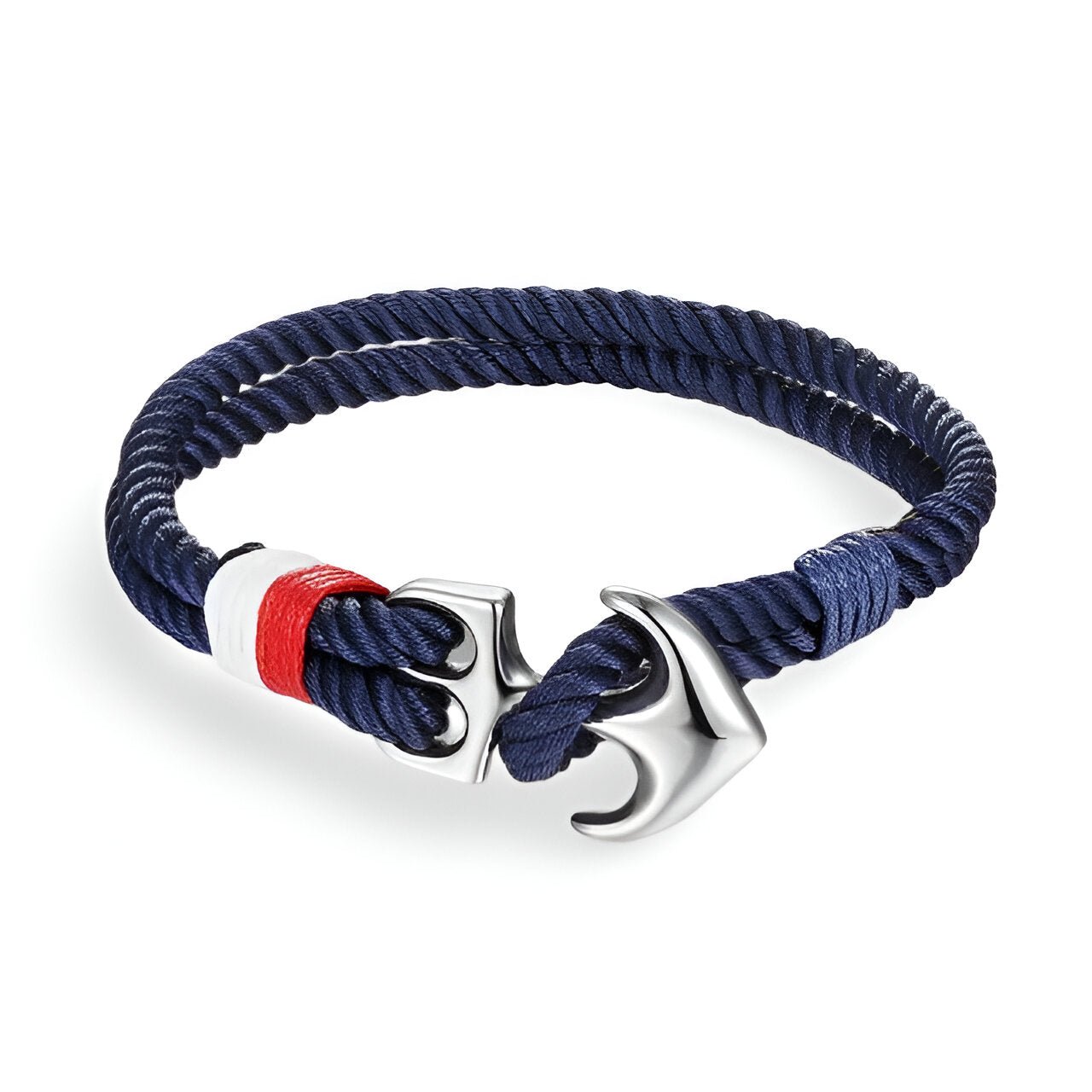 Bracelet double cordons, ancre marine, pour homme, modèle Tim - La Boutique du Bracelet