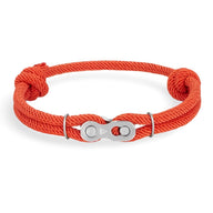 Bracelet double cordons orange avec maillon chaîne de moto en acier inoxydable.