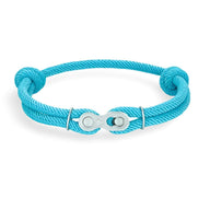 Bracelet homme double cordon turquoise avec fermoir maillon chaîne de moto en métal argenté.
