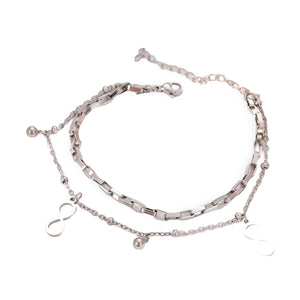 Bracelet double en acier inoxydable pour femme, multiple charms infini, modèle Iloa - La Boutique du Bracelet