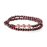 Bracelet double en grenat rouge et quartz rose pour relaxation et bien - être, modèle Leyla - La Boutique du Bracelet