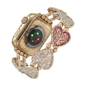 Elastic Apple Watch Bracelet, Heart with Integrated Tree of Life Design, Everyday Comfort, Women's Jewelry, Cabra Model