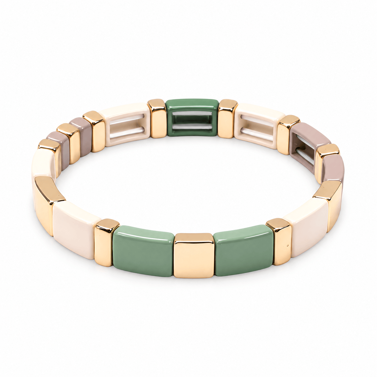 Packshot studio bracelet Calypso style 8, maillons émail multicolores.