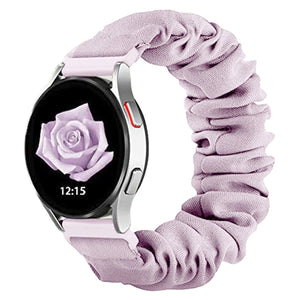 Bracelet chouchou en tissu violet clair, élastique et froissé, compatible montre connectée 20-22mm.