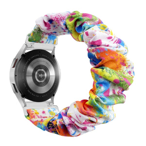 Bracelet élastique chouchou multicolore en tissu pour montre connectée, compatible 20mm et 22mm.