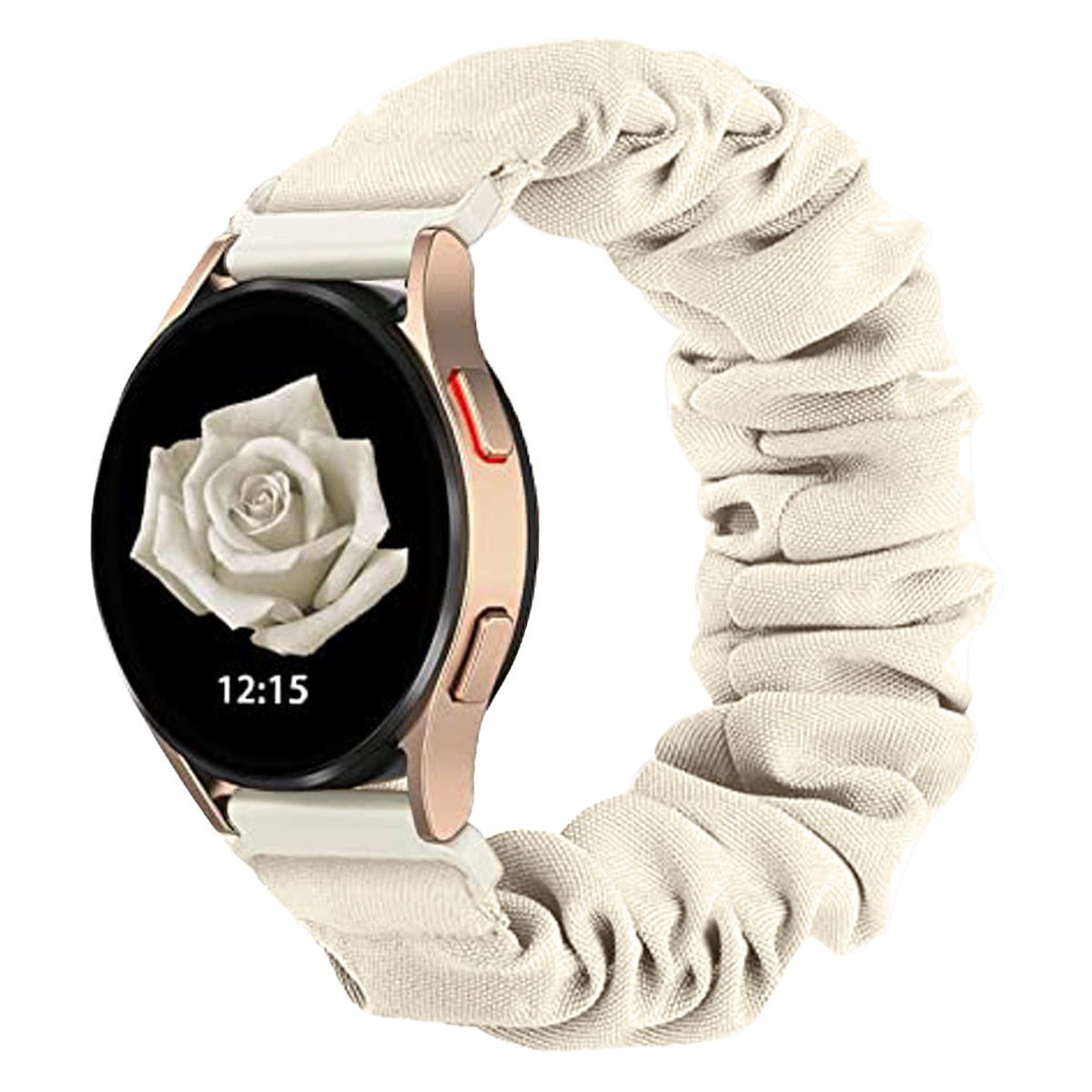 Bracelet élastique en tissu crème style chouchou pour montre connectée 20-22mm, modèle Gestie.