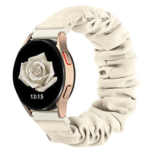 Bracelet élastique en tissu crème style chouchou pour montre connectée 20-22mm, modèle Gestie.