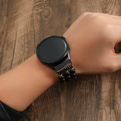 Smartwatch Bracelet in Natural Stones, Tiger’s Eye and Onyx, Multi-Strand Elastic, Ferran Model
