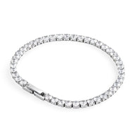 Bracelet élégant en titane argenté serti de pierres de zircon brillantes, modèle Louvenia.