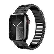 Bracelet magnétique noir en acier haut de gamme pour Apple Watch, ajustable, style Souro.